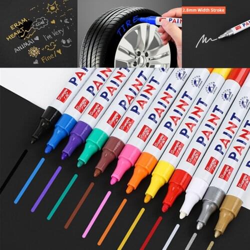 Car Paint Pen Car Wheel Tire Oily Marker Paint Pen Waterproof Auto Rubber Tyre Tread CD Metal Permanent Paint Marker Pen Tool