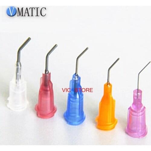 Free Shipping 0.5'' 500Pcs Pre Bent 45 Degree Bend Dispenser Flow Needle Tips Stainless Steel Dispensing Needles 1/2 Inch