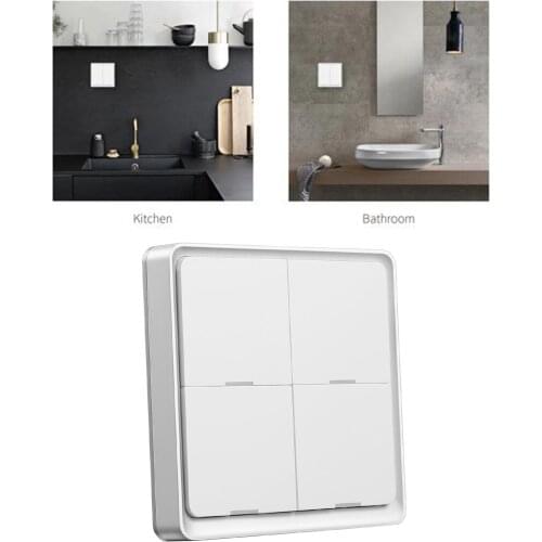 Wireless on Off Switch,4 Button, 12 Scene Wall Switch Remote Control, Work with for Tuya Devices