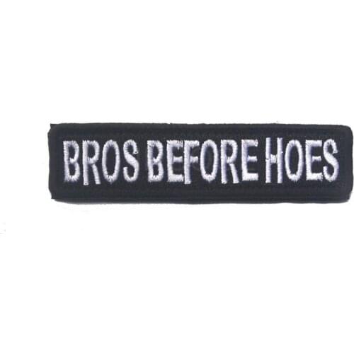 BROS BEFORE HOES Embroidery Patch Military Patch Tactical Emblem Appliques Badges Hook & Loop Fastener Embroidery Patches
