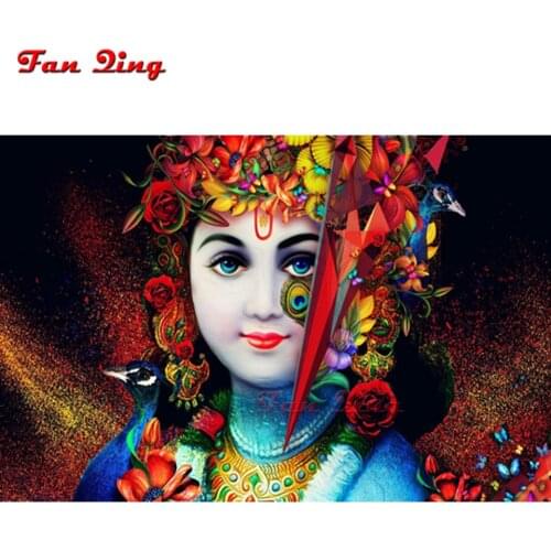 DIY Diamond Painting Krishna Paintings Cross Stitch Needlework Rhinestone Mosaic 5D Diamond Embroidery Portrait Home Decor