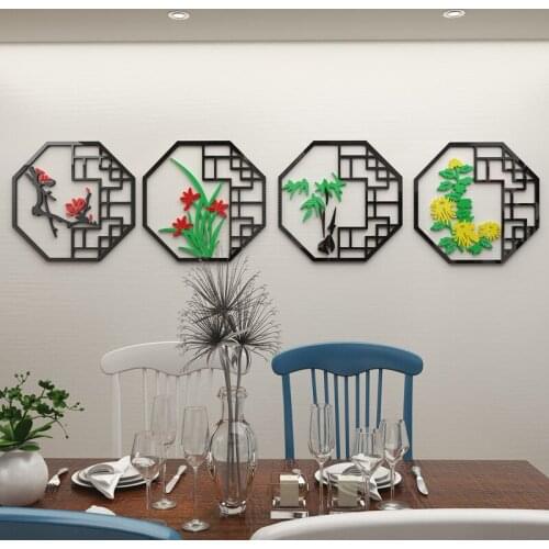 Chinese style TV backdrop wall sticker creative personality 3D stickers bedroom bedside background wall surface decoration