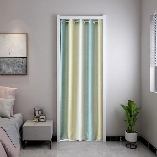 Gradient Color Vertical Stripe Grommet Blackout Doorway Curtain Living Room Darken Heat Insulation Kitchen Decoration Drapes #35