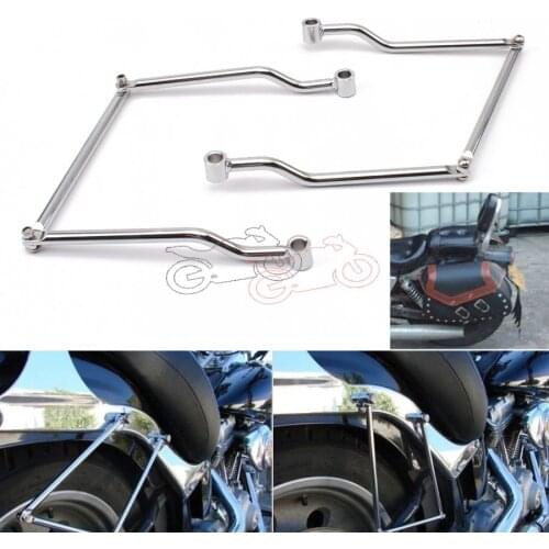 Motorcycle Chrome Saddle Bag Support Adjustable Bar Bracket Mount For Yamaha V-Star Dragstar 400 650 Classic & V-star XVS1100