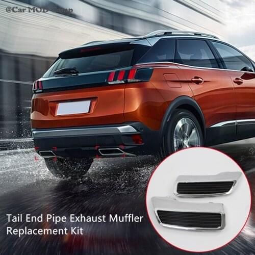 For Peugeot 3008 Allure Active Access 5008 2017 2018 2019 Rear Exhaust Muffler Tail End Pipe Replacement Kit 2pcs Car Accessory