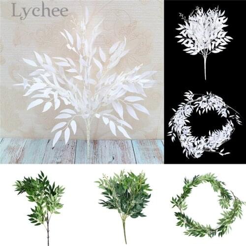 Lychee Life Artificial Wedding Ceiling Willow Vine Simulated Wall Hanging Green Plant Home Hotel Decoration