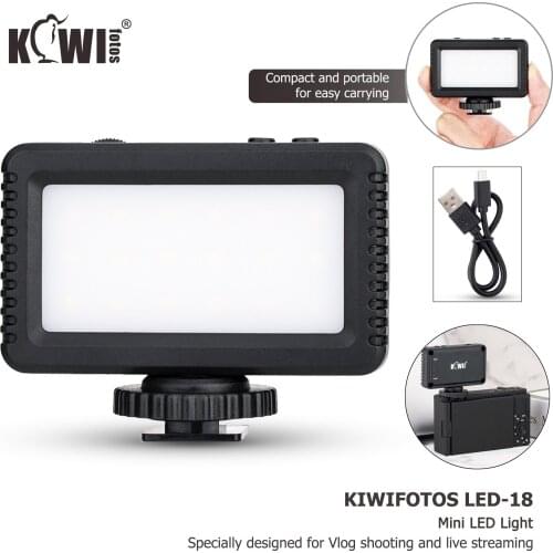 18 Mini LED Light for Vlog Shooting Live Streaming, Standard Shoe Mount for Cameras Phone Grips, 1/4"-20 Screw for Tripod Stand
