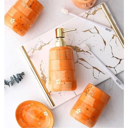 Brush teeth and gargle cup hand-painted ceramic star bathroom five sets of toiletries Set Wedding bathroom supplies