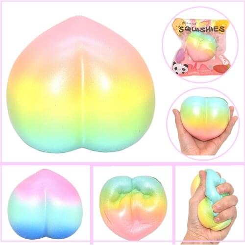 New Rainbow /Galaxy Slow Rising Squishy Colossal Peach Cute Fruit Scented 10CM Collectibles Soft Kids Toy Gift