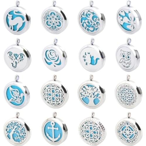 New Arrivev more than 25 styles Aromatherapy Essential Oil Surgical Stainless Steel Necklace Perfume Diffuser Pendant Locket