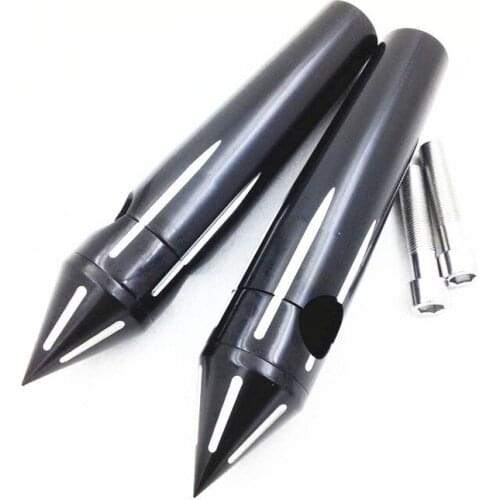 2x Spike 8" Rise Billet 1" 25mm Motorcycle Black Aluminum Handlebar Risers For Harley Yamaha Suzuki Honda Kawasaki Cruiser Bike