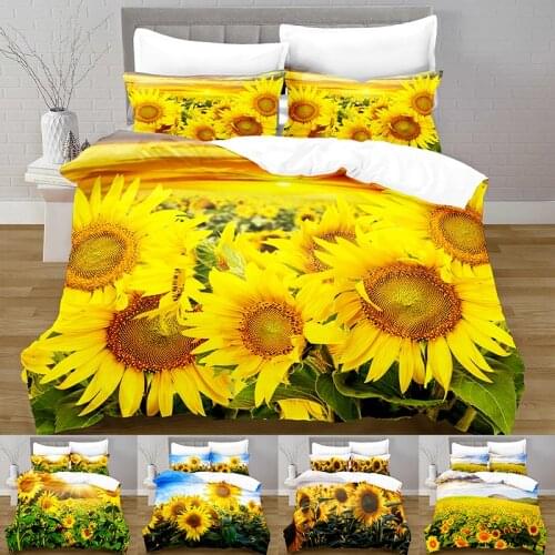 3D Printing Sunflower Style Duvet Cover with Pillowcase Bedroom Decoration Queen Size Bedding Bedroom Set King Size Bed