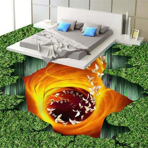 Custom Floor Wallpaper 3D Living Room Bedroom Bathroom Floor Mural Paintings Volcanic Lava Meadow PVC Self-adhesive Wallpaper