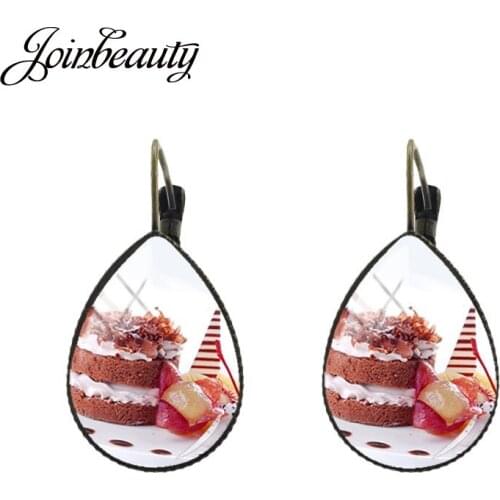JOINBEAUTY Chocolate Cream Cake Earrings Accessories Water-drop Ear Clip Earrings For Sweet Women Gift Handmade Jewelry FD113
