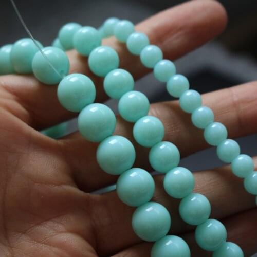 15.5" 6 8 10mm Glass Beads Round Simply Solid blue color for jewelry making