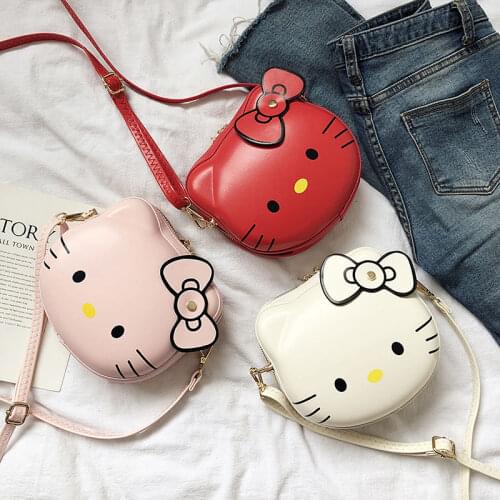 Hello Kitty Girl Bag Female Princess Messenger Bag New Fashion Girl Cute Cartoon Shoulder Bag Mobile Phone Bag Coin Purse