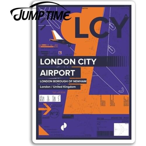 Jump Time for LCY London City Airport Vinyl Stickers England Britain Sticker Bumper Trunk Window Decal Car Accessories