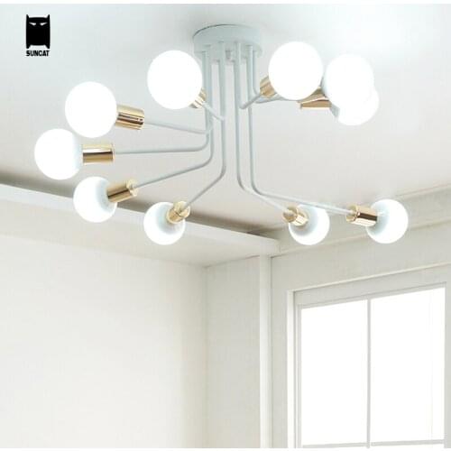 Black White Iron Ceiling Light Fixture Modern Nordic Hanging Lamp Plafon Luminaria Home Decoration Study Living Room Bedroom