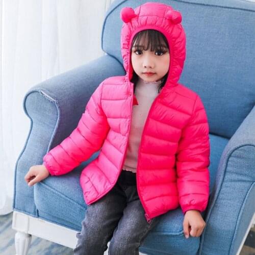 1-5years old boy girl winter down jacket jacket solid color thick warm hooded fashion cartoon design high-quality child clothing
