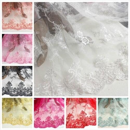 1 Meter/lot 130cm Width Embroidered Lace Fabric 8 Colors for Wedding Dress High End Jacquard Nigerian Lace Fabric Material