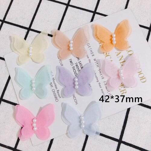 DIY summer new cartoon snow yarn butterfly pearl hair clip childrens headband hair accessories accessories material 10pcs