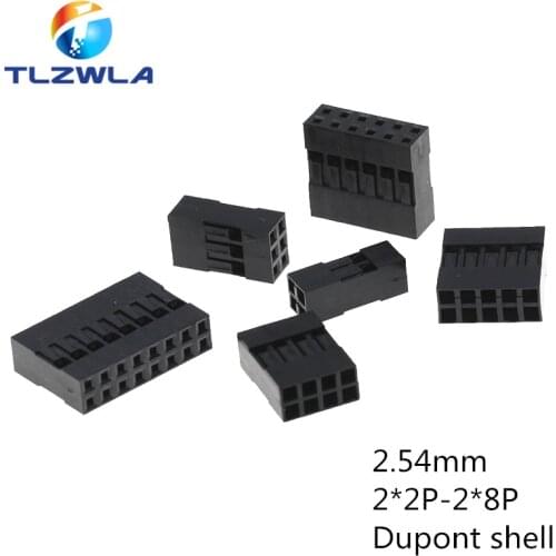 100PCS Dupont Shell 2.54MM Double Row Dupont Cable Case Dupont Plug Dupont Connector Plastic Shell Jump Line Shell