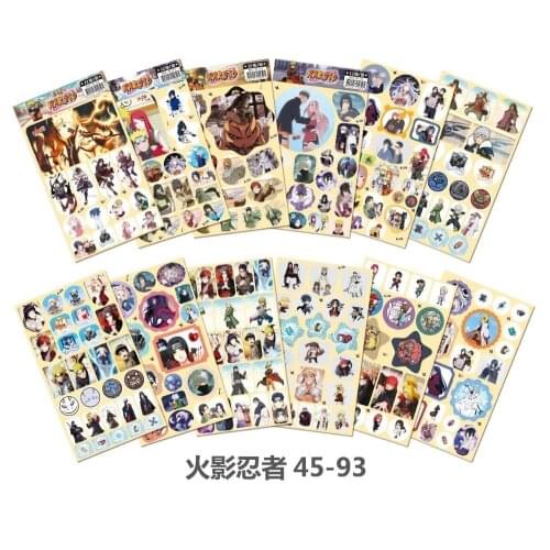 12 sets/lot (240 pcs) Anime Ninja Figure Stickers Toy HD Fashion DIY Self Adhesive Hand Tear Paper Sticker Toys gift
