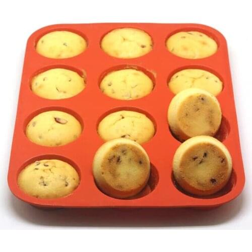 12 Holes Mini Muffin Silicone Round Mold DIY Cupcake Cookies Fondant Baking Pan Non-Stick For Kitchen DIY Baking Tool Muffin Cup