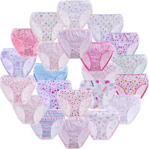 12pcs /Lot Baby Girls Briefs Cartoon Underwears Children Panties Short Underpants For 1-12 Years