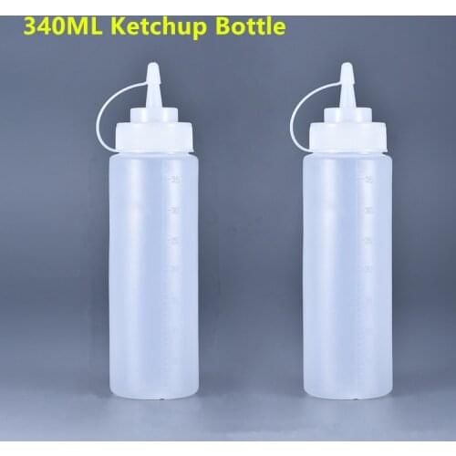 UMETASS Food Grade 340ML ketchup bottle with Measuring line Soft PE bottles Oil liquid container Leakproof 2PCS/lot