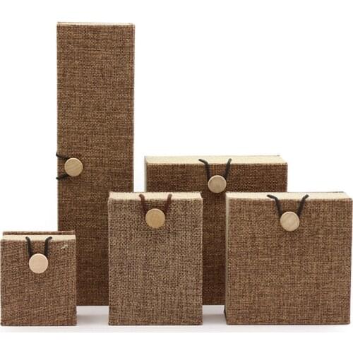 20pcs Vintage Linen Jewelry Box Ring Pendant Bracelet Necklace Custom Jewelry Packaging Jewelry Box