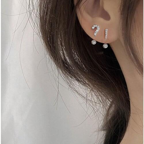 2021Fashion Geometric Stud Earrings Contracted Diamond-Encrusted Jewels Women Party Gift