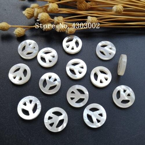 50pcs/lot 13mm Natural Hollow Peace Sign Mother of Pearl shell for DIY Jewelry Hollow Peace MOP Pearl shell for earrings