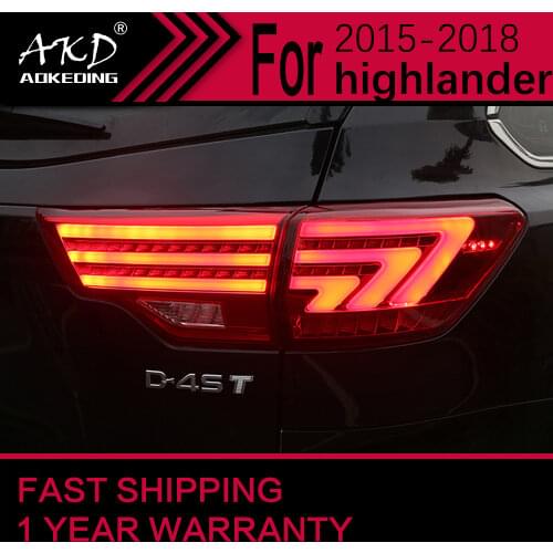 AKD Car Styling Tail Lamp for Toyota Highlander Tail Lights 2015 Kluger LED Tail Light Signal LED DRL Stop Rear Lamp Accessories