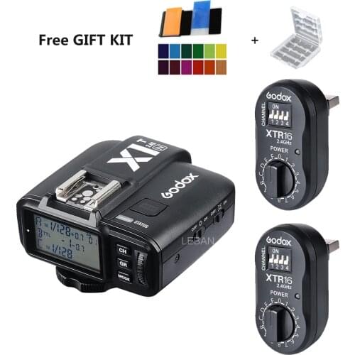 Free Shipping Godox 2x XTR-16 Wireless 2.4G Power Control Flash Receivers + X1T-N TTL Wireless Transmitter for Nikon AD180 AD360