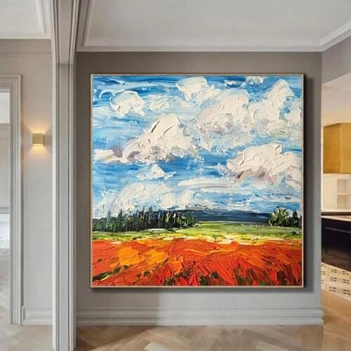 Large Wall Decor Art Hand Painted Abstract Color Thick Oil Painting On Canvas Landscape Oil Painting For Living Room Decoration