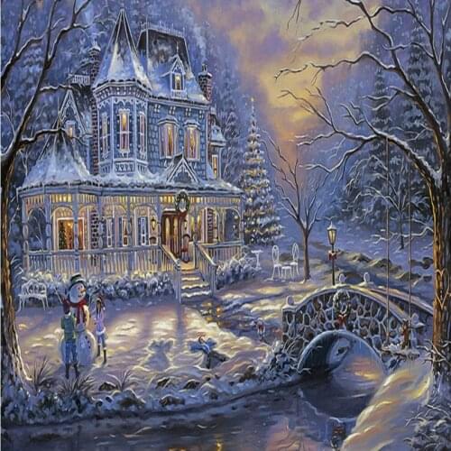 Drop Shipping Custom 3D Photo Wallpaper Romantic Villa Snow Painting Custom Living Room Wallpaper Lobby High Quality Mural