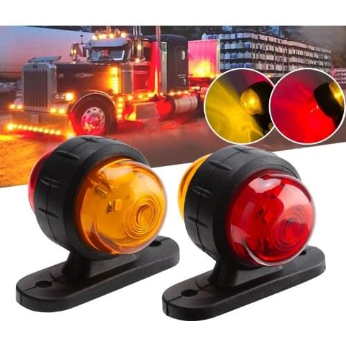2pcs 12V 24V Car Truck LED Amber Red Side Marker Light Signal Outline Lamps for SUV Truck Lorry RV Bus Boat Trailer
