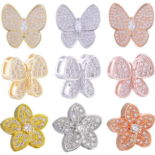 Juya DIY Women Pearls Jewelry Making Components Supplies Micro Pave Zircon Decorative Butterfly Connector Pendants Wholesale