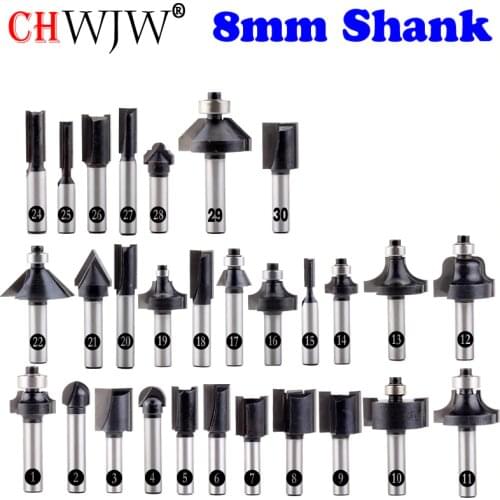 1pc 8mm Shank wood router bit Straight end mill trimmer cleaning flush trim corner round cove box bits tools Milling Cutter