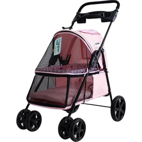 Lightweight folding pet trolley Cat dog Teddy accepts four-wheeled cart Large space pet cart wholesale