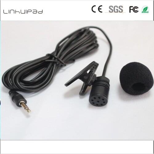 Linhuipad 3.5mm Lapel Microphone Mic for Car DVD Radio Laptop Stereo Player Head Unit with 3m length 500pcs/lot