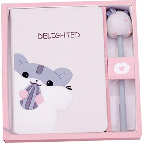 Cartoon Cute Notebook Cat Notepad Message Notes Decorative Notepad Set Imitation Leather Wireless Binding Stationery Supplies