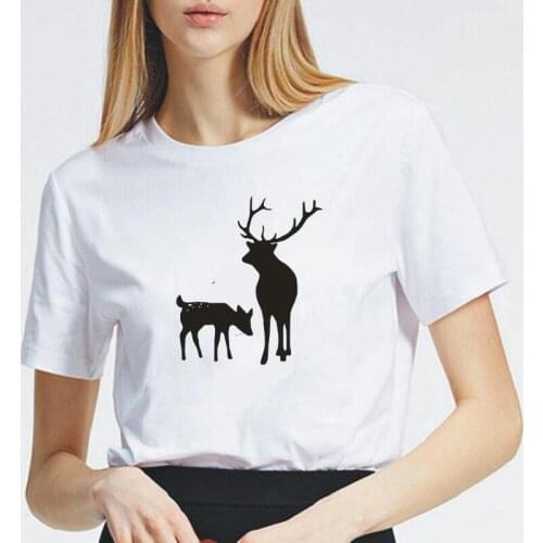 Fashion Tee Shirt Femme Short Sleeve Funny Anime Deer Graphic T Shirt Women Tops Summer Harajuku Casual Tshirt Camiseta Mujer
