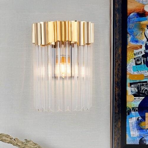 Postmodern simple Crystal Led wall lamp creative living room dining room bedroom aisle art designer crystal bedside wall Sconce