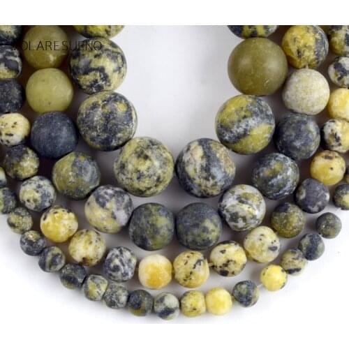 Natural Dull Polished Yellow Turquoises Stone Round Beads For Jewelry Making Spacer Loose Beads 4-12mm Diy Bracelet Jewellery15"