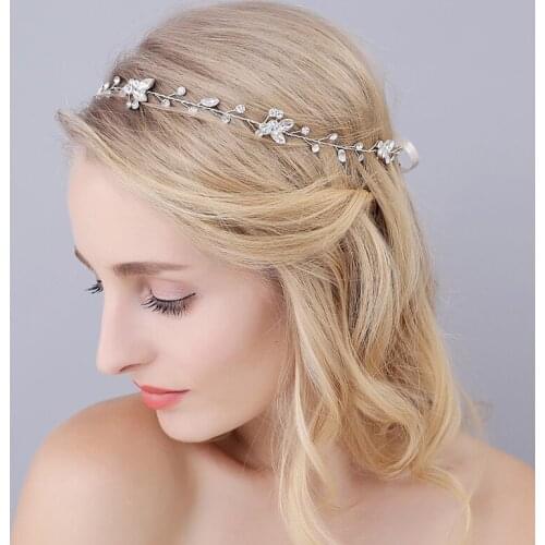 Exquisite Elegant Bridal Headdress Alloy Grystal Rhinestone Headband with Ribbon for Wedding Perform Studio Travel Photo O934