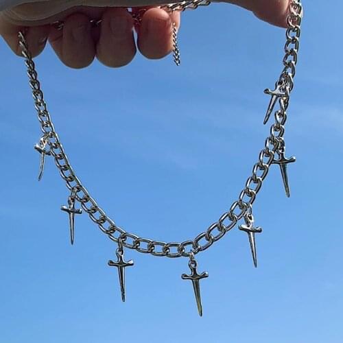 Punk Vintage Hollow Sword Pendant Necklace for Women Fashion Hip Hop Couple Necklaces 2021 Female Fashion Simple Necklace Gifts