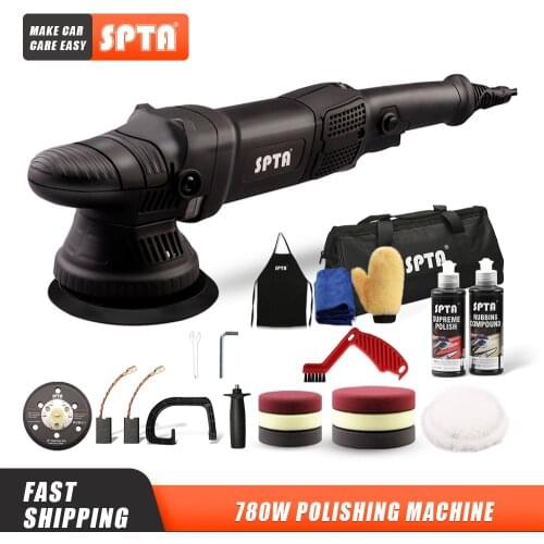 SPTA 5inch 750W Dual Action Polisher Orbit 15mm Auto Polisher DA Car Polisher Home DIY Polisher with Waxing Polishing Pads Set