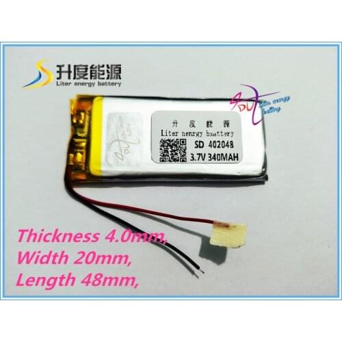 SD402048 Accept !! battery type best 3.7v 402048 340mah li-polymer battery ,smart rechargeable li-polymer battery 3.7V